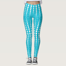 Aqua Blue and White Polka Dot Leggings