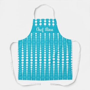 Aqua Blue and White Polka Dot Middium Apron