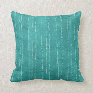 Aqua blue and white stripe pattern cushion