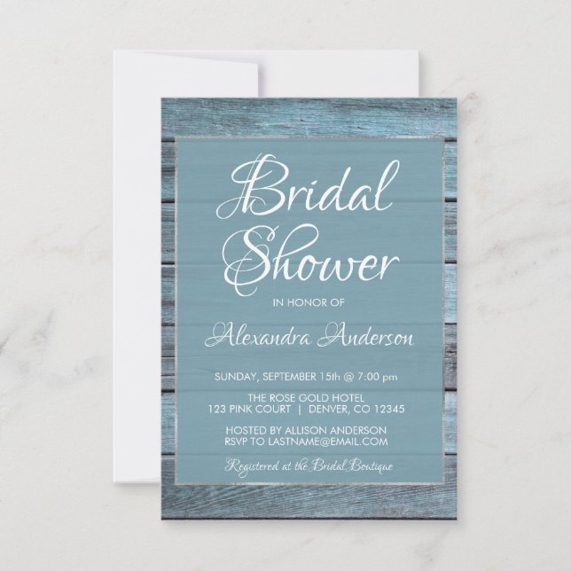 Aqua Blue Beach House Bridal Shower Invitation (Front)