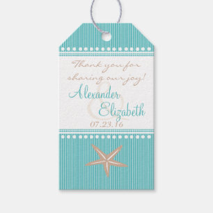 Aqua Blue Beach Wedding Guest Favour Thank You- Gift Tags