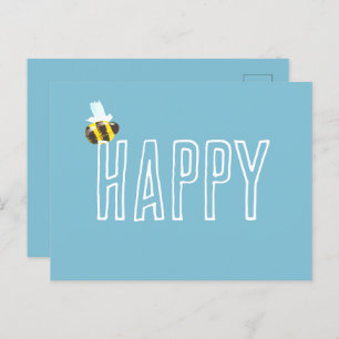 Aqua Blue Bee Happy  Postcard