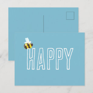 Aqua Blue Bee Happy  Postcard