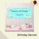 Aqua Blue Birthday  Banner<br><div class="desc">Aqua Blue Birthday banner is customisable on front of the banner .  White flowers on aqua blue background .  This banner is suitable design to anyone who loves flowers or appreciates their beauty,  such as a friend,  family member,  or significant other. Beautiful addition to your birthday celebration.</div>