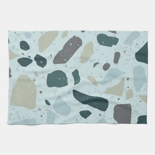 Aqua Blue Blob Kitchen Towel (Horizontal)
