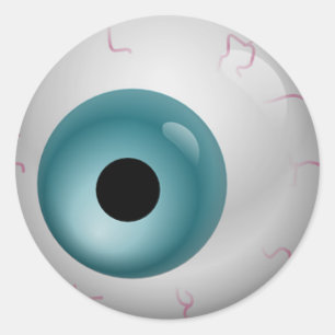 Aqua Blue Bloodshot Zombie Eyeball Halloween Classic Round Sticker
