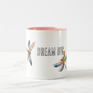 Aqua Blue Blush Dragonflies Two-Tone Coffee Mug