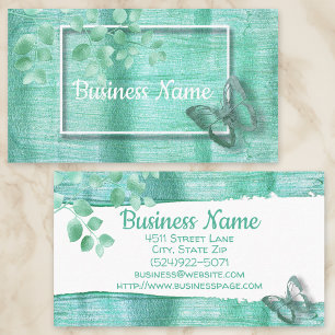Aqua Blue Brushed Metal Business Card