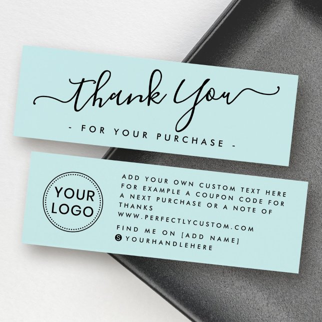 Aqua blue business logo thank you insert card (Aqua blue business logo thank you insert card)