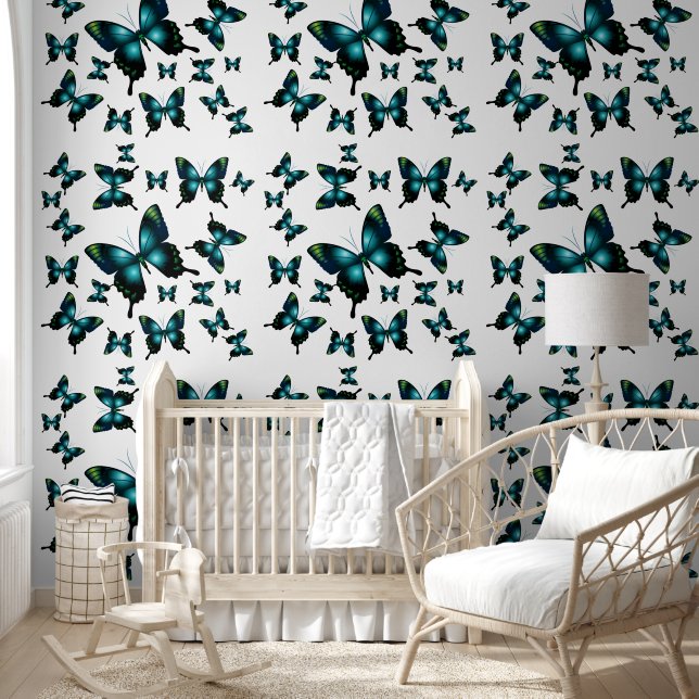 Aqua Blue Butterflies Wallpaper (Kids)