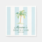 Aqua Blue Cabana Stripes Palm Beach Club Birthday