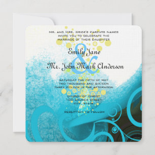 Aqua Blue Calla Lily Flower Wedding Invitations