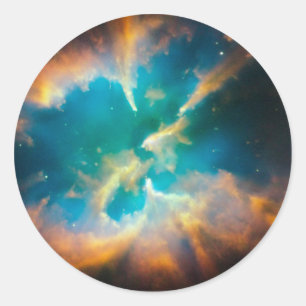 Aqua Blue Celestial Splendid Nebula Photo Classic Round Sticker