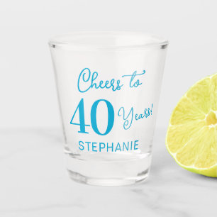 Aqua Blue Cheers to 40 Years 40th Birthday Party Shot Glass