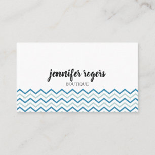 Aqua Blue Chevron Pattern Boutique Business Card