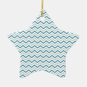 Aqua Blue Chevron Pattern Ceramic Tree Decoration