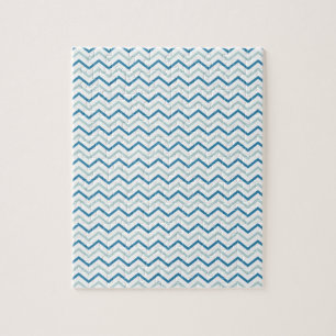Aqua Blue Chevron Pattern Jigsaw Puzzle