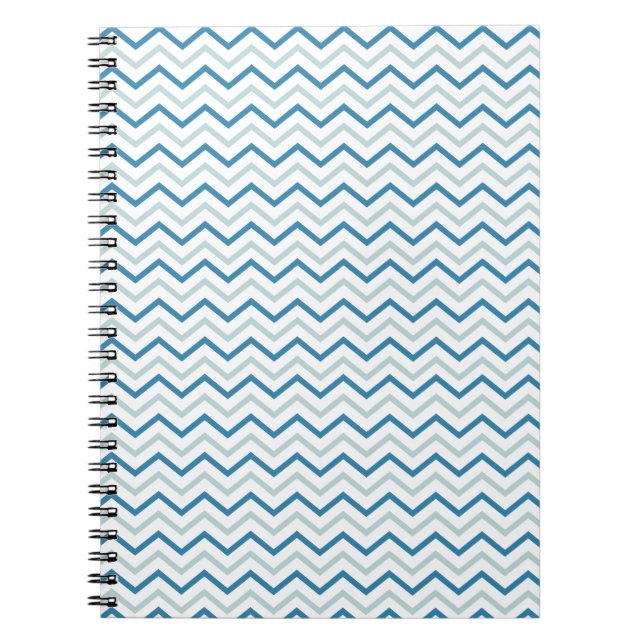 Aqua Blue Chevron Pattern Notebook (Front)