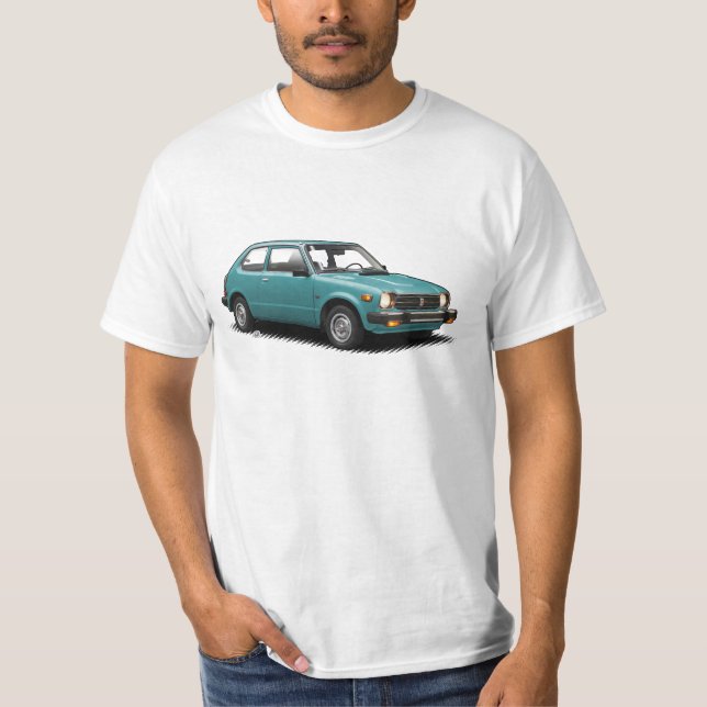 Aqua Blue Classic 1979 Civic on White T-Shirt (Front)
