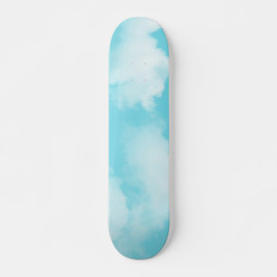 Aqua blue clouds skateboard