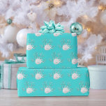 Aqua Blue Coastal Christmas Starfish Sand Dollar Wrapping Paper<br><div class="desc">This beautiful coastal aqua blue Christmas wrapping paper features a pattern of starfish,  sand dollars,  and glitter coral.
*If you would like this design on more products or need design help,  please contact me through Zazzle Chat.</div>