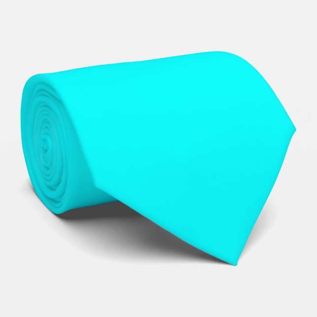 Aqua Blue Colour Solid Plain Tie (Rolled)