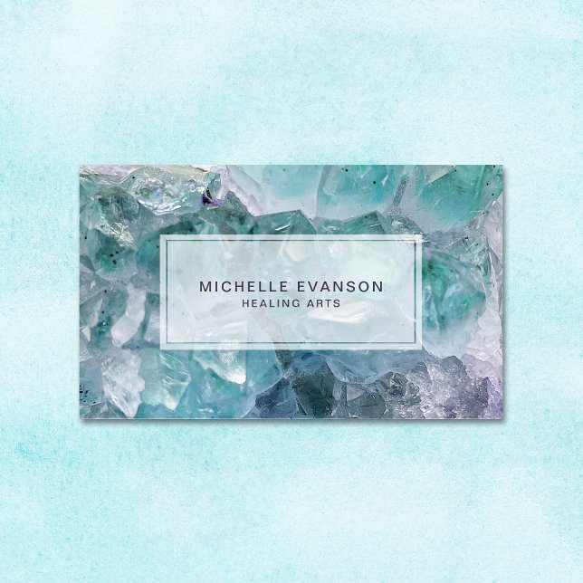 Aqua Blue Crystal Healing Arts Business Card (Creator Uploaded)