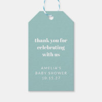 Aqua Blue Cute Custom Baby Shower Thank You