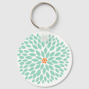 Aqua blue Dahlia keychain