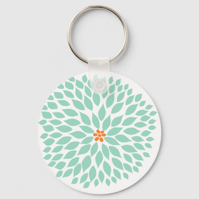 Aqua blue Dahlia keychain (Front)