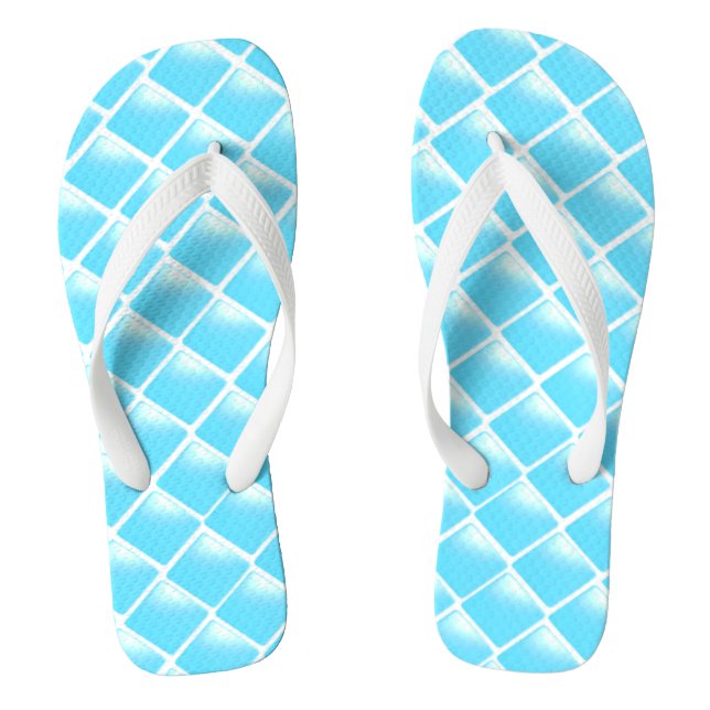 Aqua Blue Diamond Design Flip Flops (Footbed)