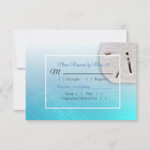 Aqua Blue Dollar Oceanic Wedding RSVP card