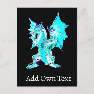 Aqua Blue Dragon Ocean Sky Fantasy Water Element Postcard
