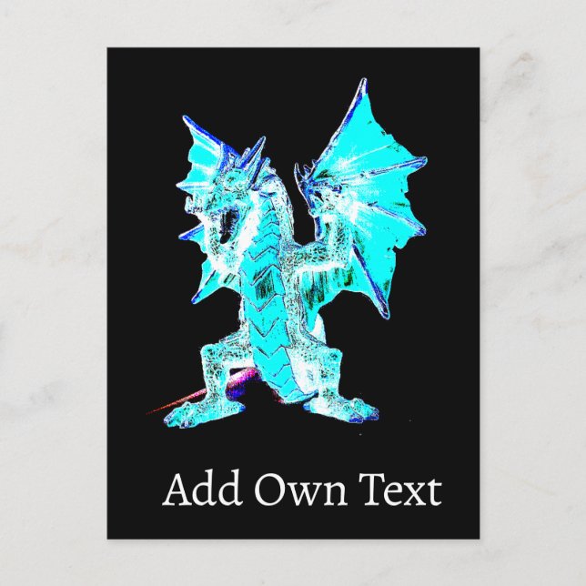 Aqua Blue Dragon Ocean Sky Fantasy Water Element  Postcard (Front)