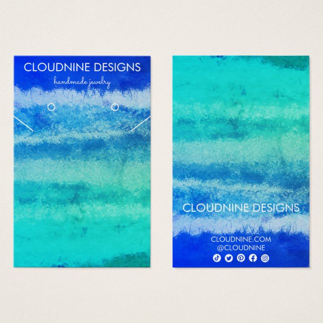 Aqua Blue Earring Necklace Jewellery Display Card (Front & Back)