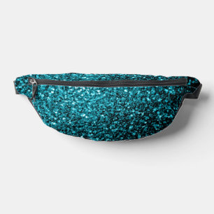 Aqua blue faux glitter sparkles bum bags