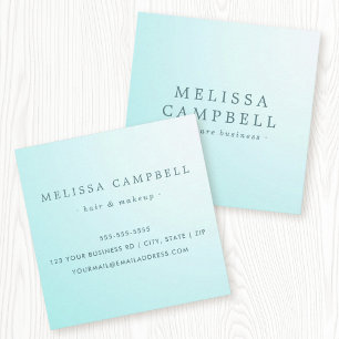 Aqua blue feminine professional minimalist square business card