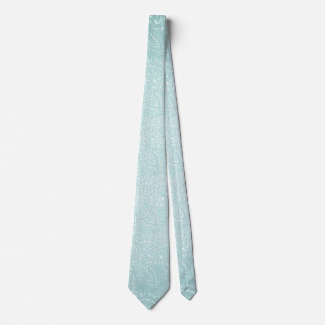 Aqua Blue Fleur Damask Neck Tie (Front)