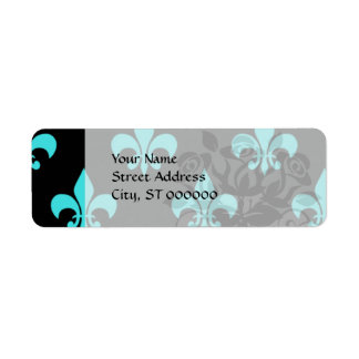 aqua blue fleur de lis pattern