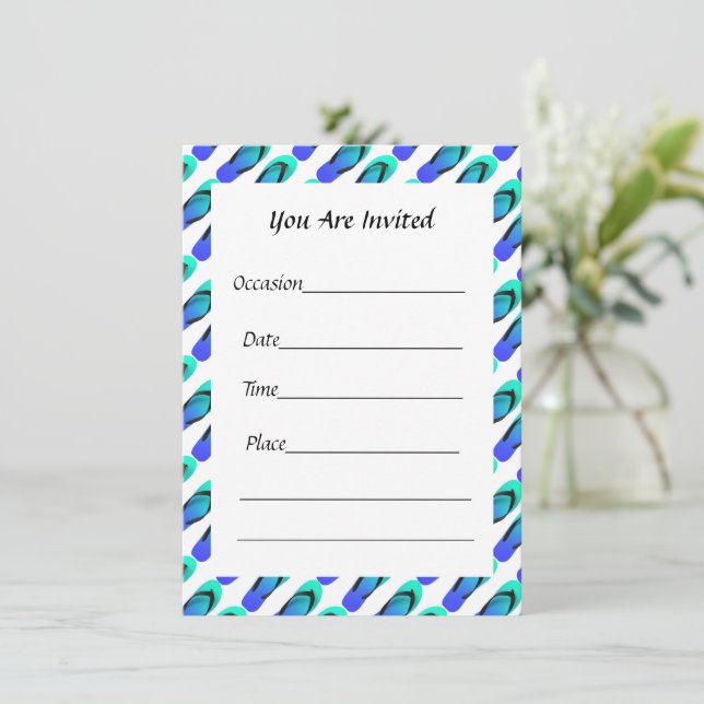 Aqua Blue Flip Flops Flat Invitation (Standing Front)