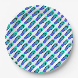 Aqua Blue Flip Flops Paper Plate