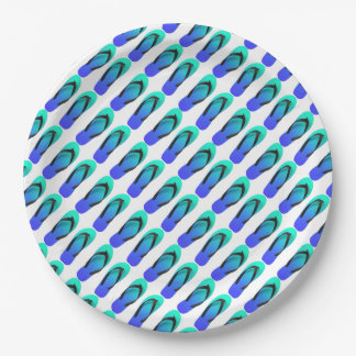 Aqua Blue Flip Flops Paper Plate