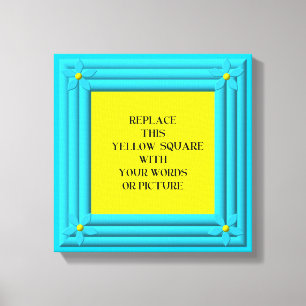 Aqua blue floral frame wrapped canvas
