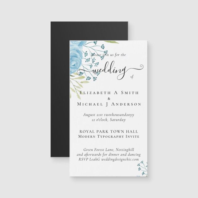 Aqua Blue Floral Wedding  (Front/Back)