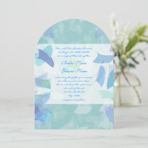 Aqua Blue Forest Leaves Wedding Invitation