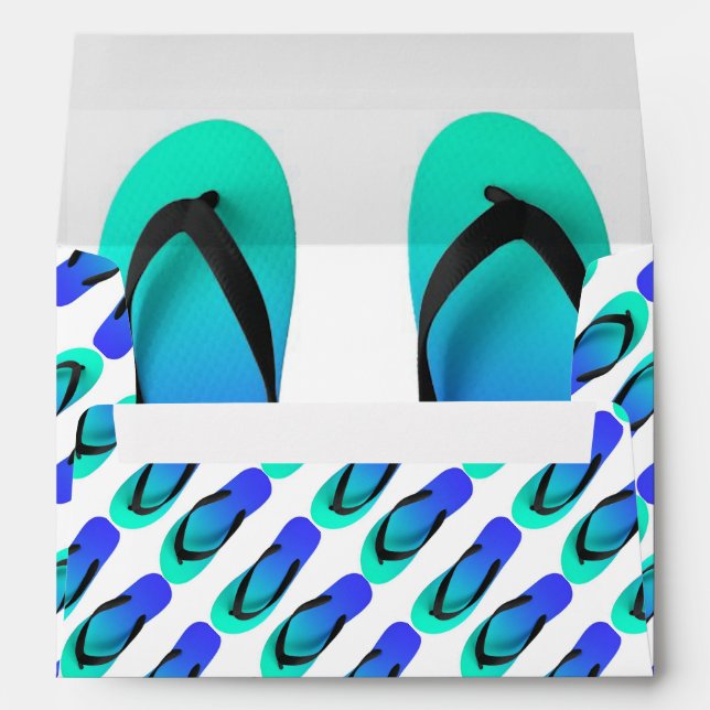 Aqua Blue Fun Flip Flops  Envelopes (Back (Bottom))