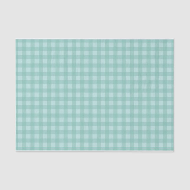Aqua Blue Gingham Checks tissue paper (Front)