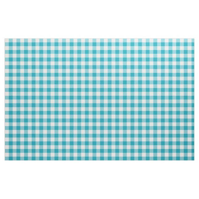 Aqua Blue Gingham Pattern Fabric (Yard)