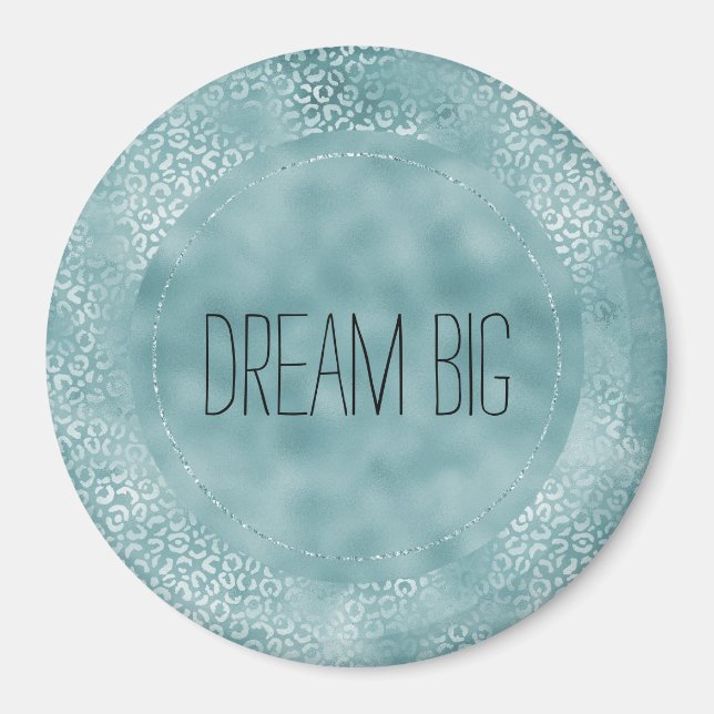 Aqua Blue Glam Leopard Print Magnet (Front)