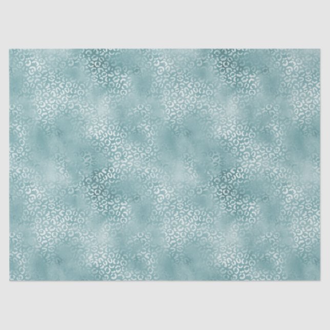 Aqua Blue Glam Leopard Print Tissue Paper (Front)